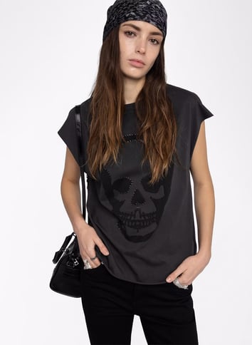 Tee-shirt droit col rond en coton ZADIG&VOLTAIRE Gris